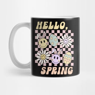 Hello Spring Cute Easter Bunny Design Mug